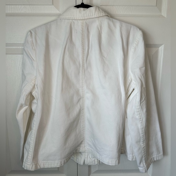 J.crew White Denim Blazer Jacket Sz.L - Picture 5 of 6